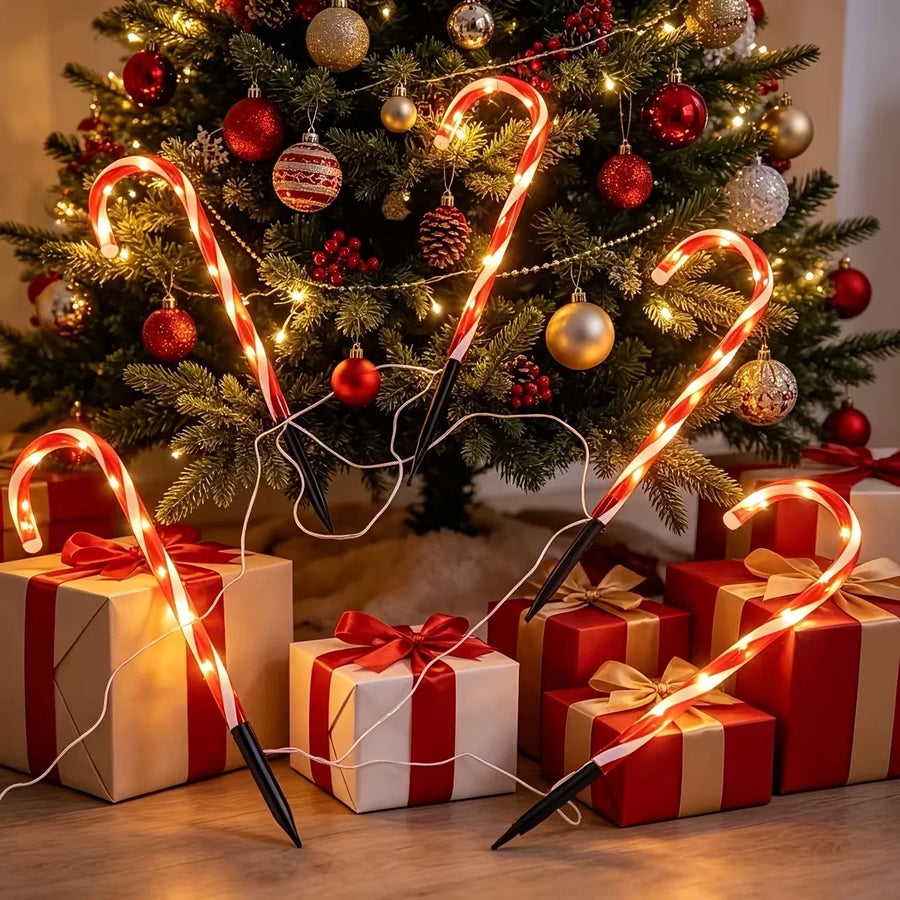 Bengalas de Natal Solares com LED para Caminho e Jardim