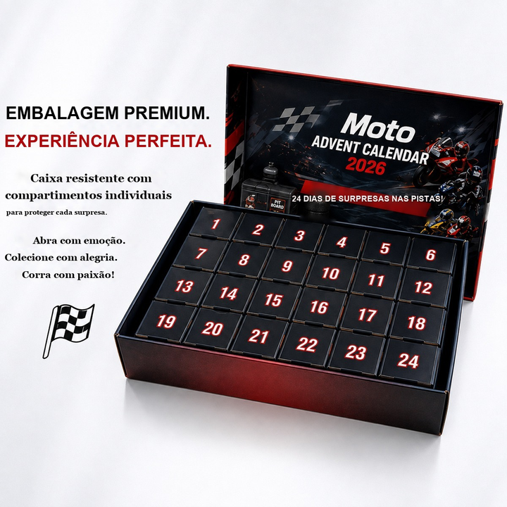 caixa premium do calendário do advento de motos com 24 compartimentos numerados