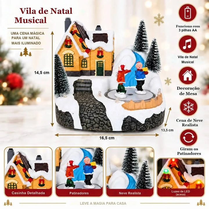 medidas da caixa de música de natal com patinadores giratórios