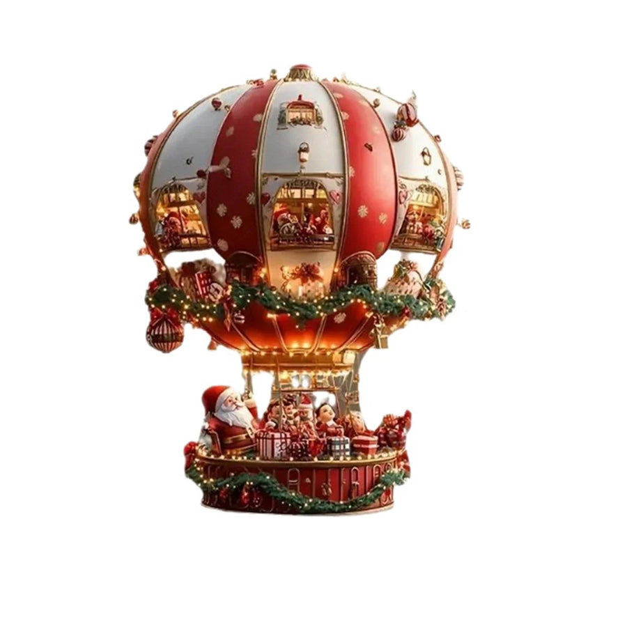 Enfeite de Acrílico Balão de Ar Quente do Papai Noel 19 cm