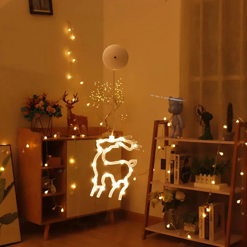 Enfeite de Janela de Natal com LED e Ventosa