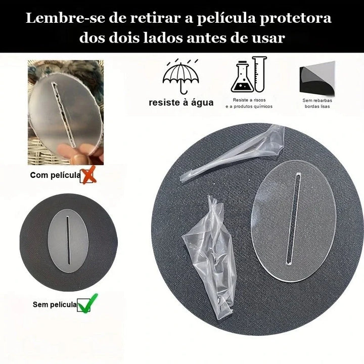 base de acrílico transparente com película protetora