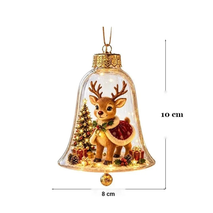 medidas do enfeite de natal sino de acrílico 8 x 10 cm
