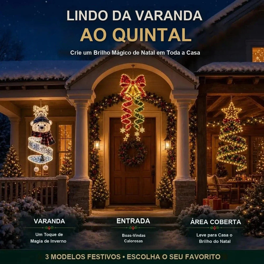 Enfeite de Natal Suspenso em Espiral com LED