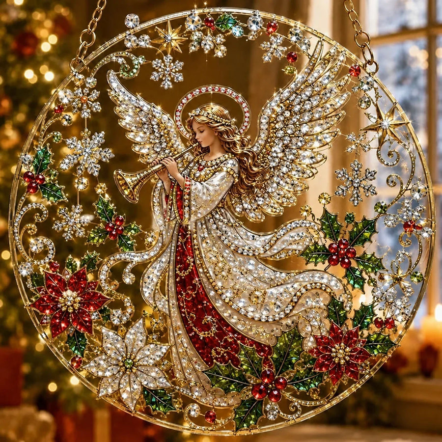 Enfeite Redondo de Acrílico para Pendurar com Cenas de Natal