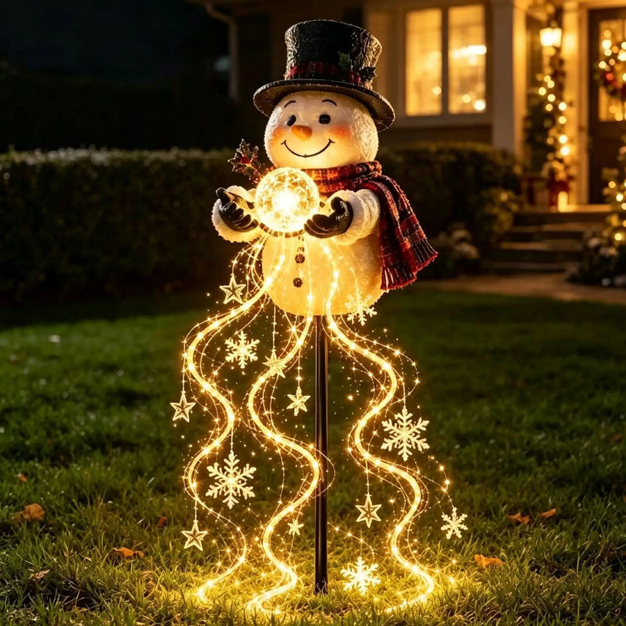 Estaca de Jardim Boneco de Neve com Cascata de Luz