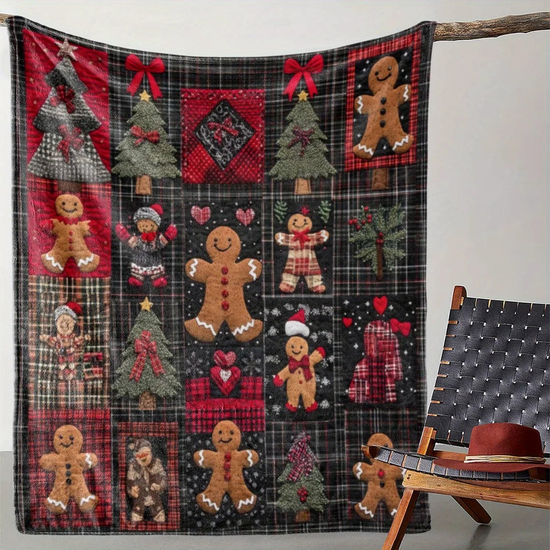 manta de natal vintage com gengibre e xadrez vermelho