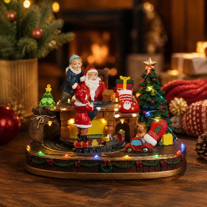 Oficina do Papai Noel Musical com Trem Giratório e LED