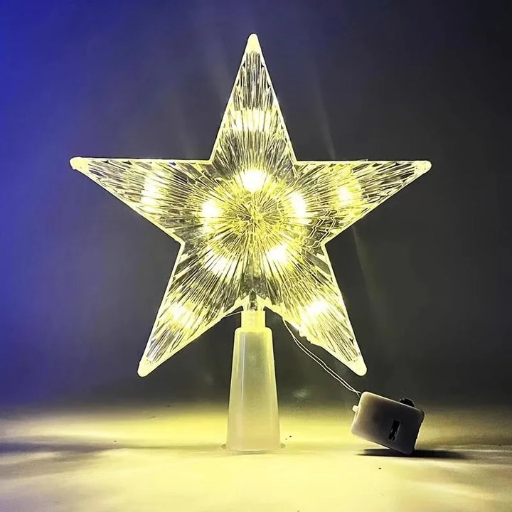 estrela de natal com led em acrilico transparente luz branco quente