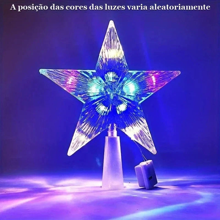estrela para arvore de natal com led colorido
