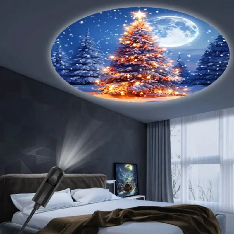 Projetor de Natal USB com Haste Flexível e Discos de Desenhos