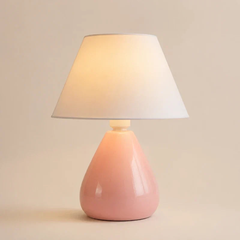 abajur de cerâmica rosa claro de frente