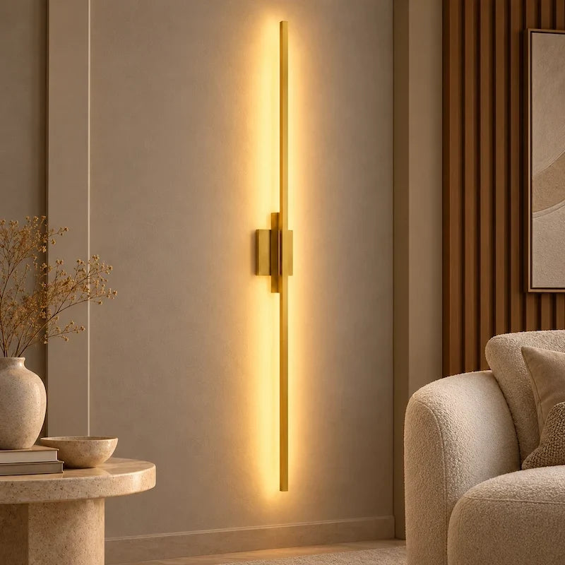 Arandela Linear Dourada de LED 10W 3000K com Quase 1 Metro