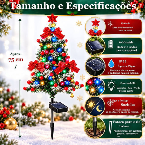 medidas e especificações da árvore solar de Natal de 75 cm