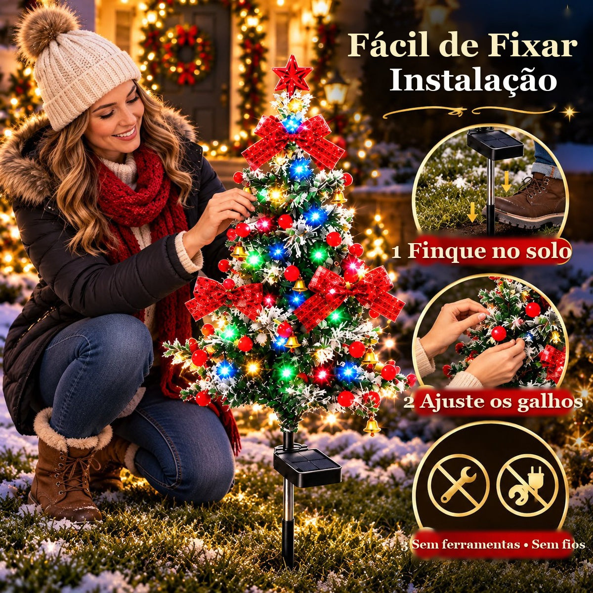 como fincar a árvore solar de Natal no solo