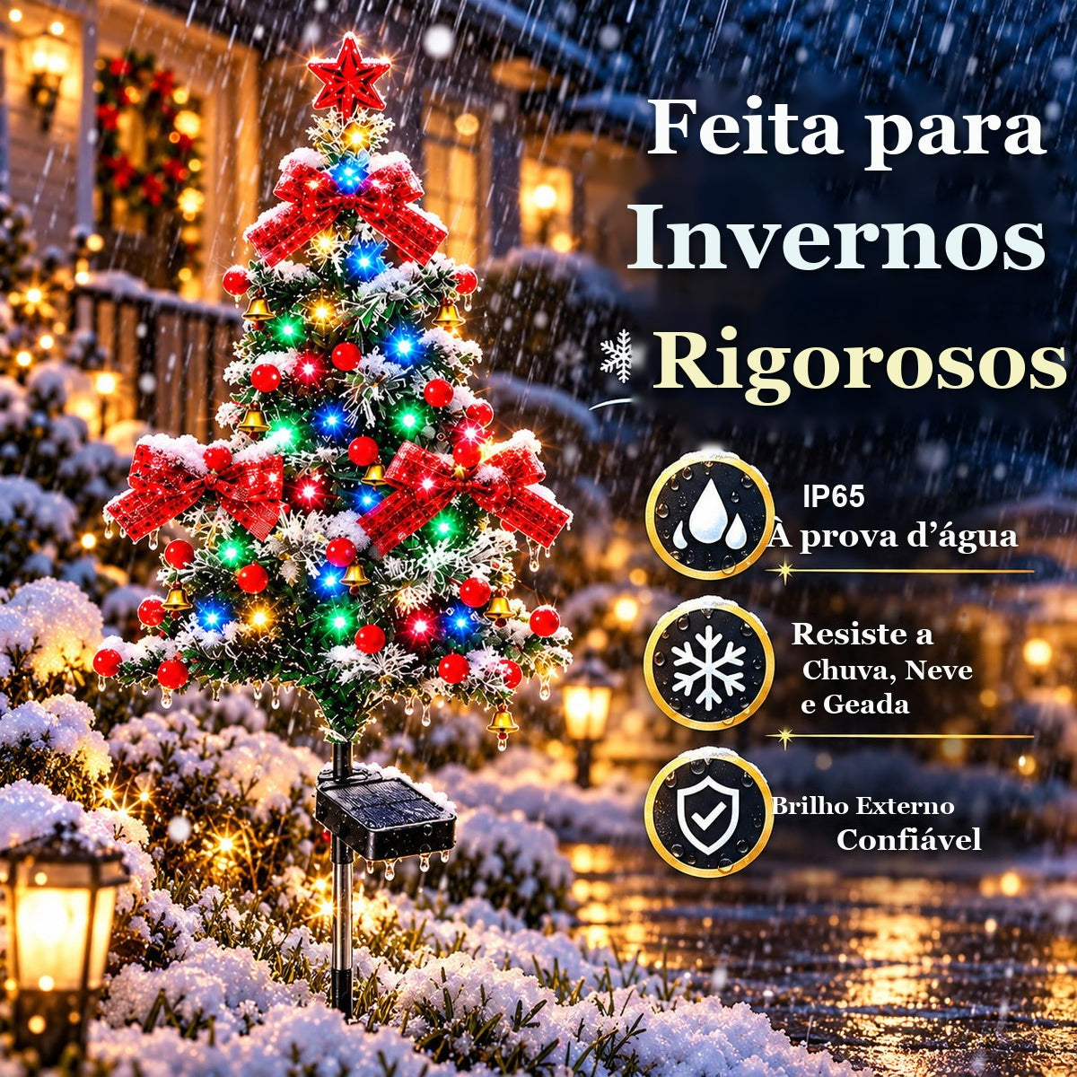 árvore solar de Natal resistente à chuva e à neve