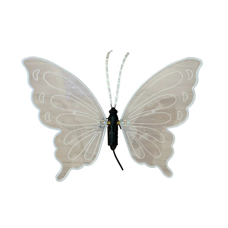 borboleta de led 40 cm com asas translúcidas