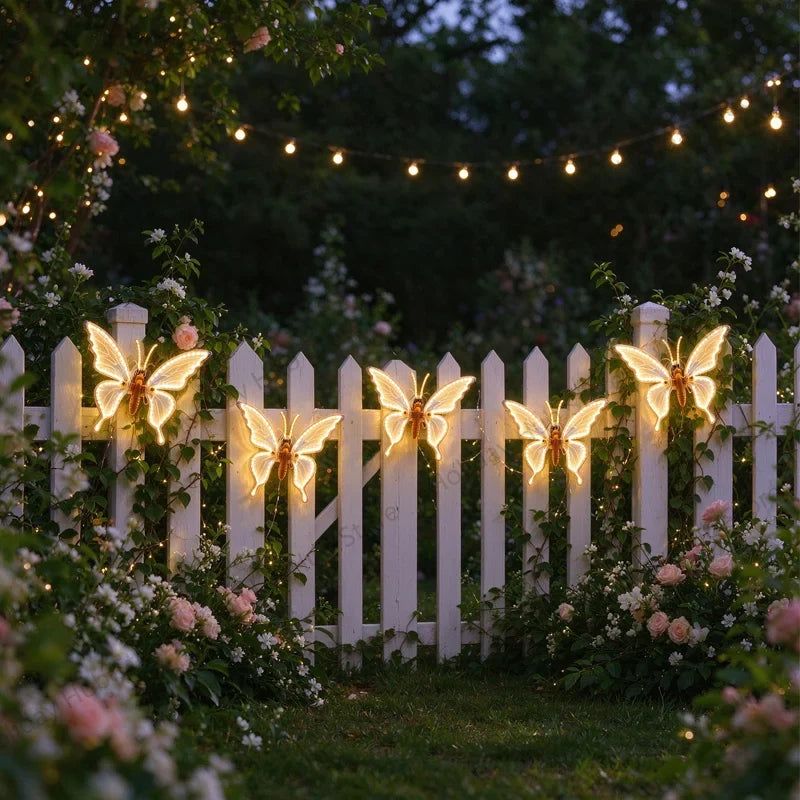 Borboleta de LED Luminosa 30 cm para Árvore, Festas e Jardim