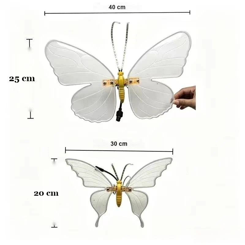 medidas da borboleta led de jardim 30 cm e 40 cm
