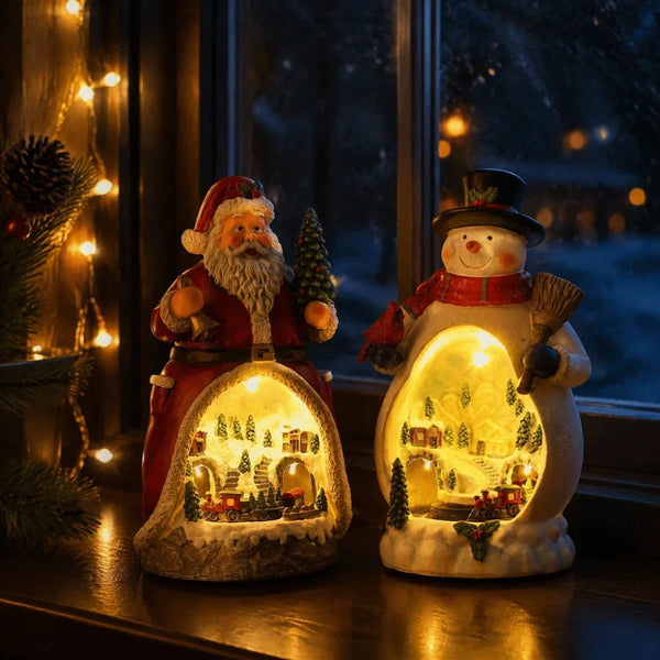 Caixa de Música de Natal Iluminada com Trenzinho Giratório