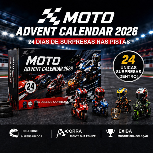 calendário do advento de corrida de motos com 24 miniaturas de pilotos