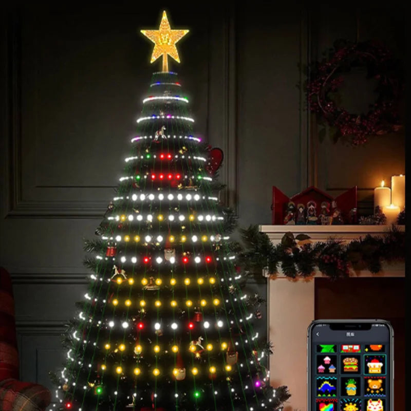 pisca pisca inteligente na árvore de natal controlado pelo celular