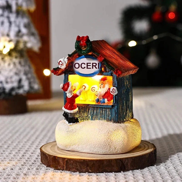 Casinha de Natal Iluminada em Resina para Vila