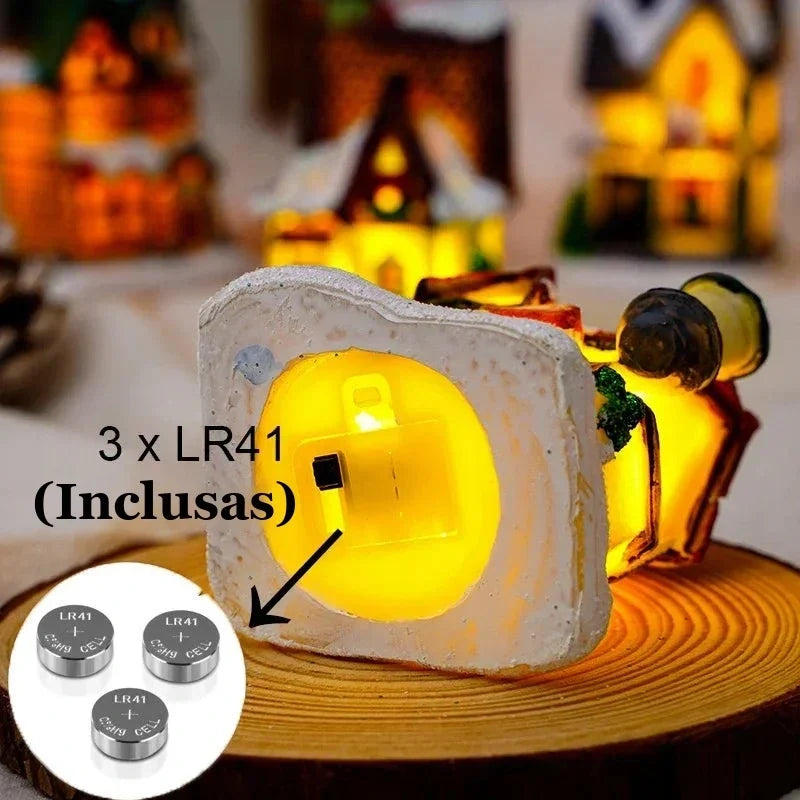 casinha de natal com led funciona com 3 pilhas lr41 inclusas