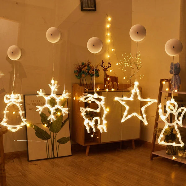 Enfeite de Janela de Natal com LED e Ventosa