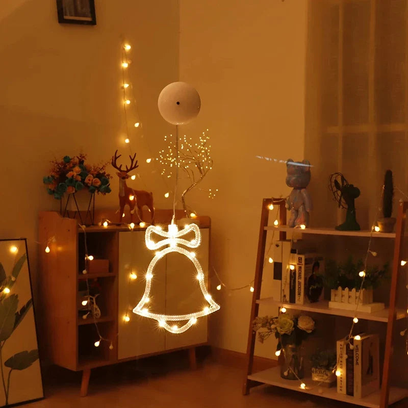 enfeite de natal led sino com ventosa
