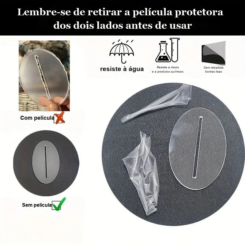 base de acrílico transparente com película protetora