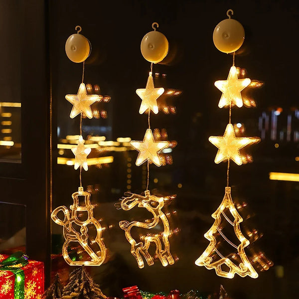 Enfeite de Natal com Ventosa para Janela com Luz LED