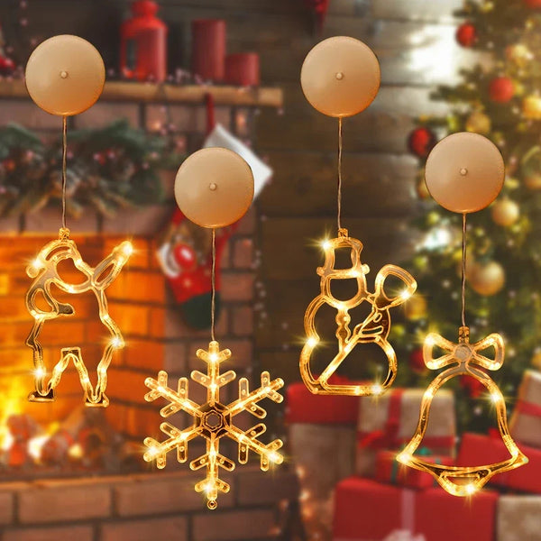 Enfeite de Natal Iluminado com Ventosa para Janela