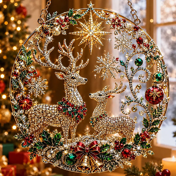 Enfeite Redondo de Acrílico para Pendurar com Cenas de Natal