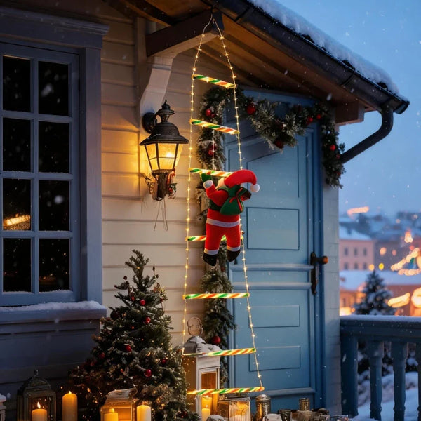 Escada de Luz Colorida com Papai Noel Escalando