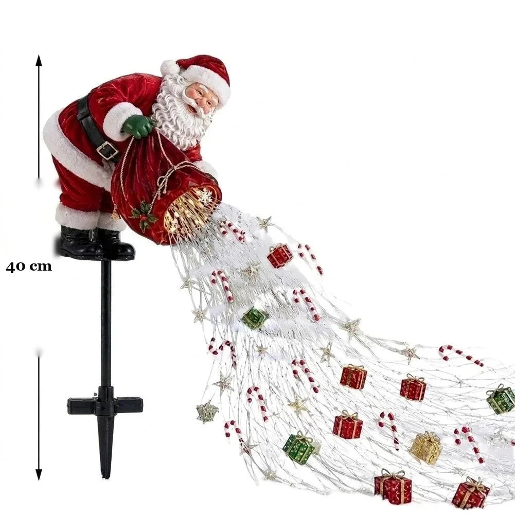 medida da estaca papai noel iluminada com 40 cm de altura