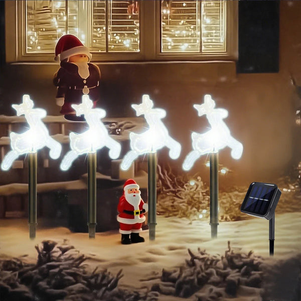 Estacas Solares de Natal para Caminho Kit com 4 Luzes