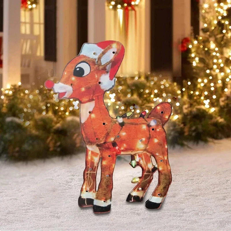 Figura Iluminada de Natal para Jardim com Cachorros e Gatos