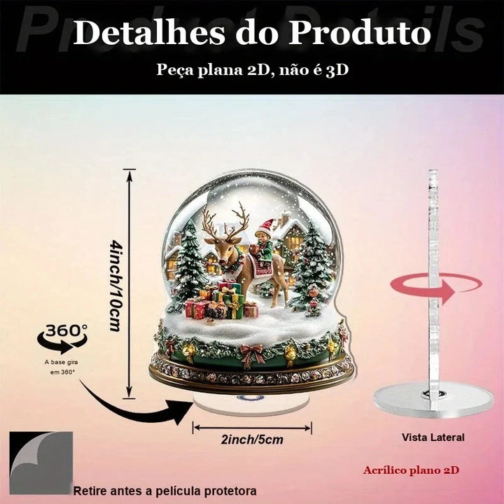 medidas do globo de neve de acrílico com base giratória