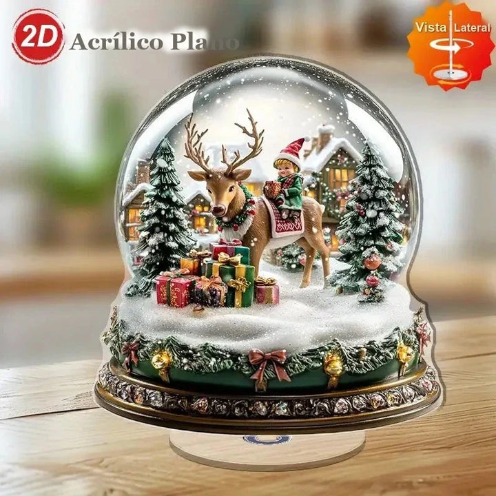 globo de neve decorativo de acrílico na mesa da sala