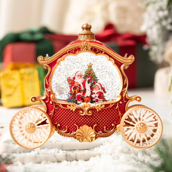 Globo de Neve Musical Carruagem do Papai Noel com Luz