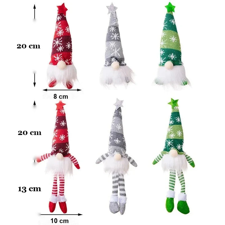 medidas do gnomo de natal iluminado sentado e de pernas longas