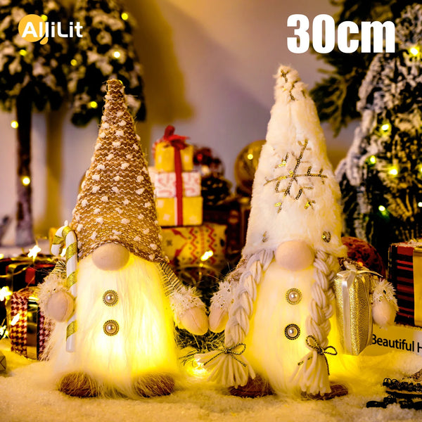 Gnomo de Natal Luminoso de Pelúcia com LED 30 cm