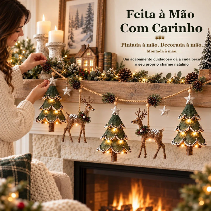 guirlanda de natal artesanal pendurada na lareira