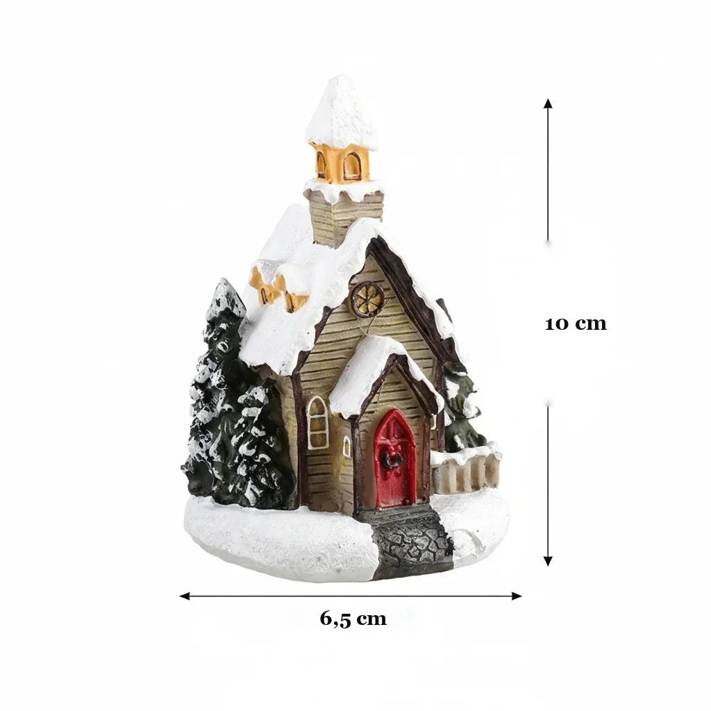 medidas da igrejinha de natal iluminada em resina