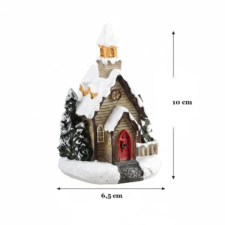 medidas da igrejinha de natal iluminada em resina