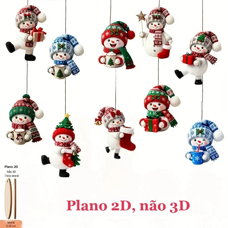 kit 15 enfeites de boneco de neve de madeira em poses sortidas