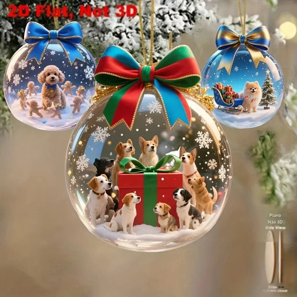 enfeites de natal com poodle lulu e turma de cachorrinhos
