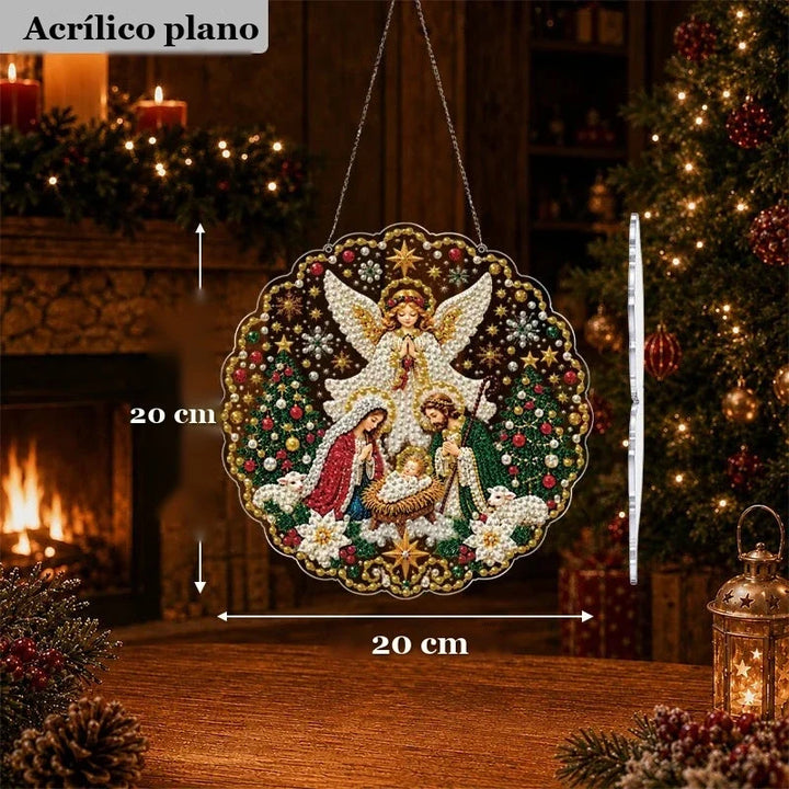 medidas do enfeite de pintura com diamantes presépio 20 cm