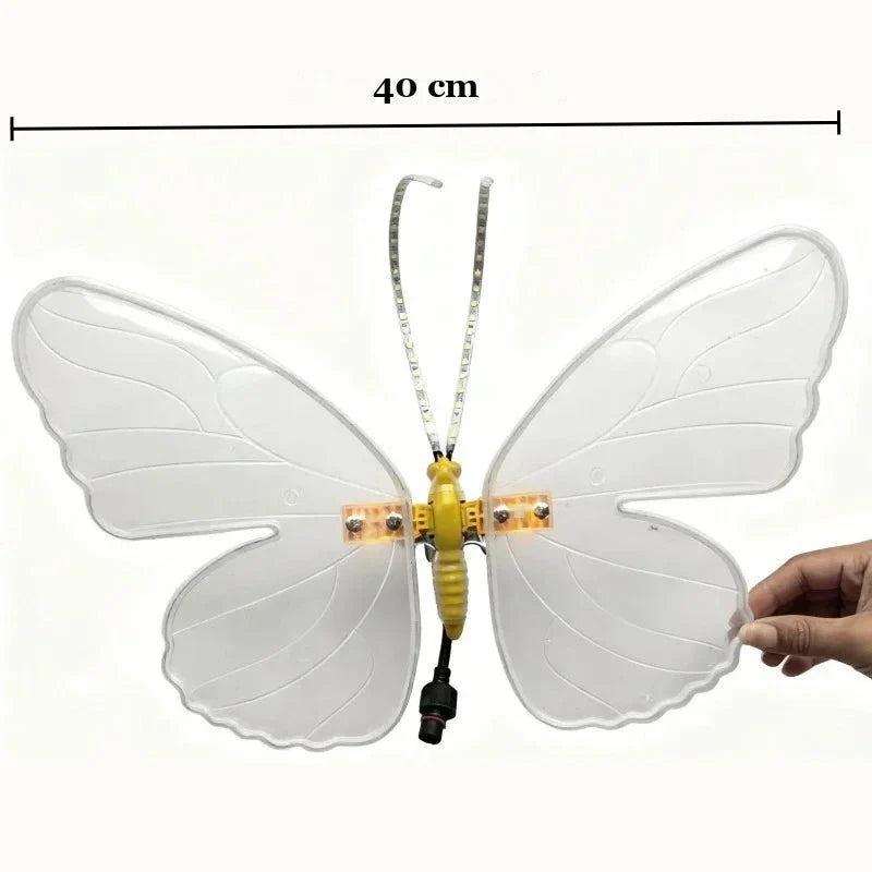 borboleta luminosa de led com 40 cm de envergadura